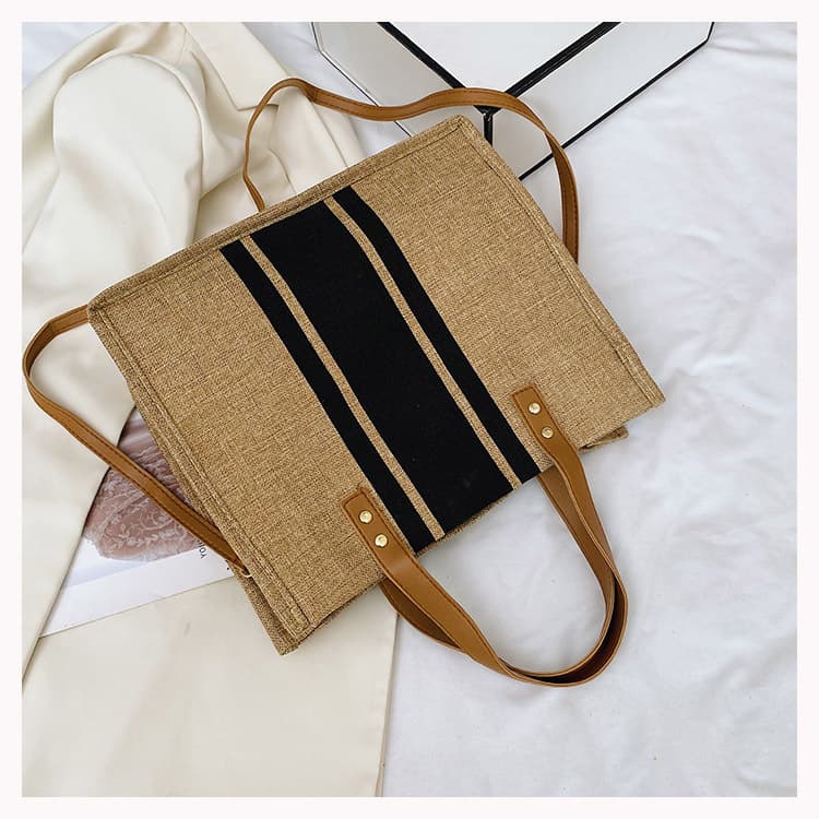 A4トートバック シンプル デイリー 麻キャンバス トート