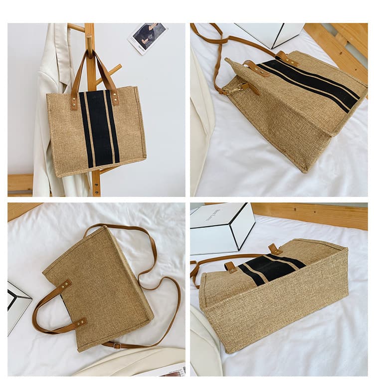 A4トートバック シンプル デイリー 麻キャンバス トート