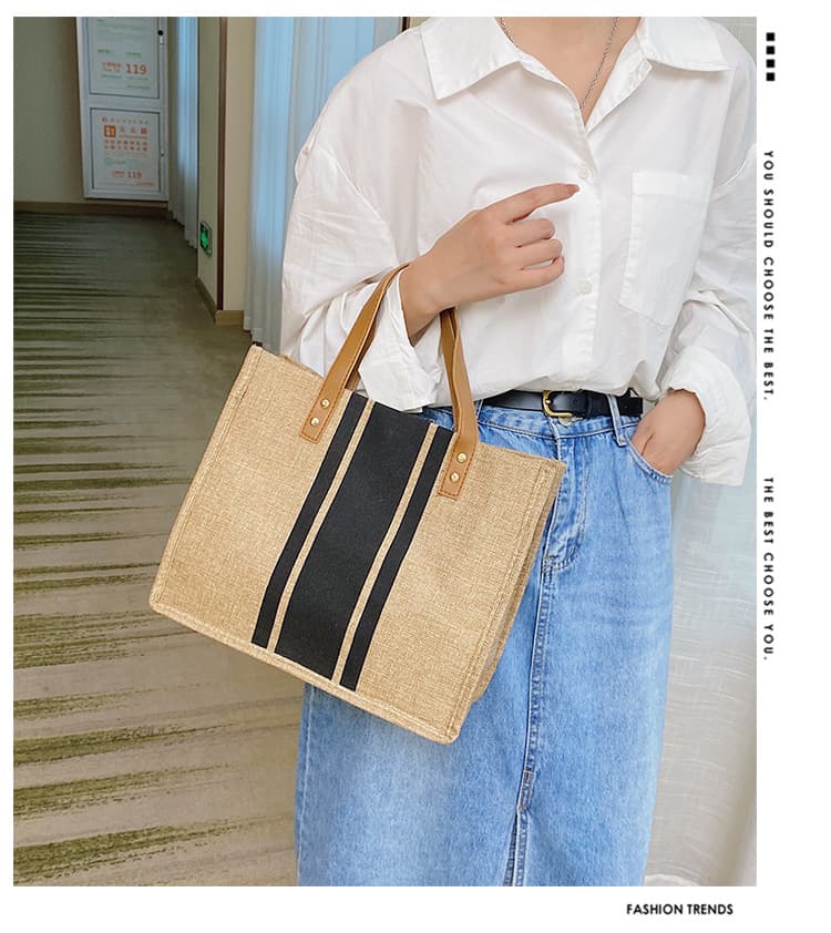 A4トートバック シンプル デイリー 麻キャンバス トート