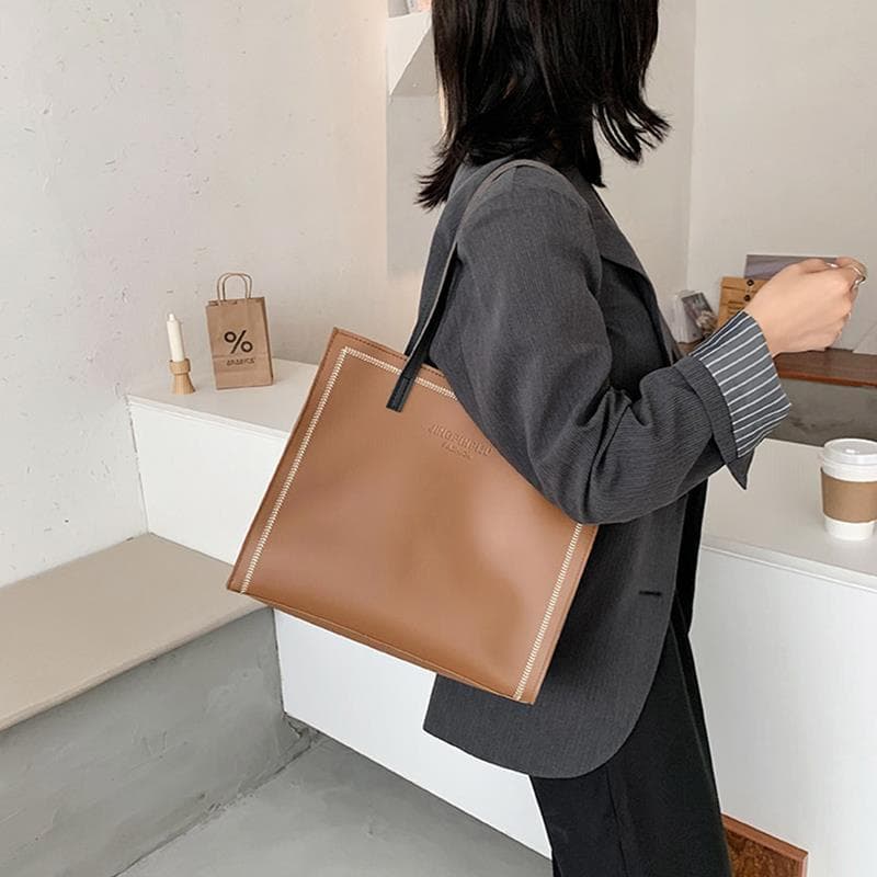 A4トートバック 上品シンプルスクエアトートバッグ