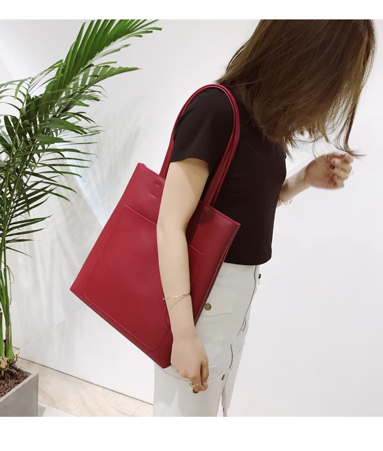 A4トートバック シンプル仕切りポケット付きトートバッグ