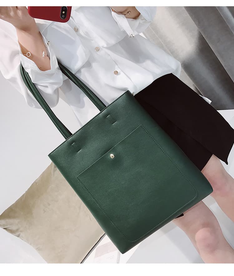 A4トートバック シンプル仕切りポケット付きトートバッグ