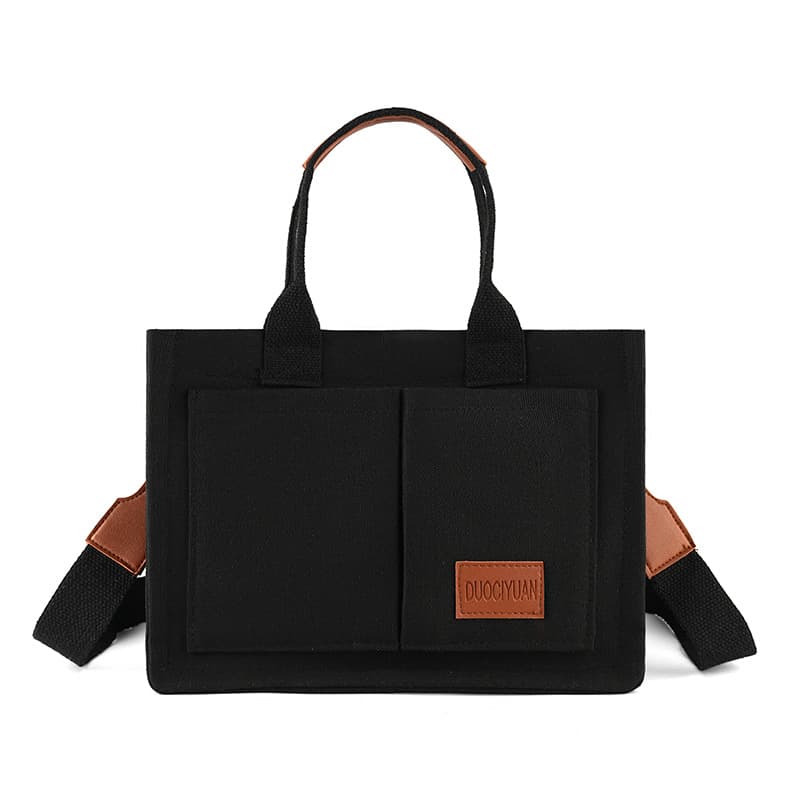 A4トートバック シンプル機能的ポケットデザイントートバッグ