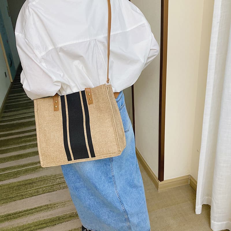 A4トートバック シンプル デイリー 麻キャンバス トート
