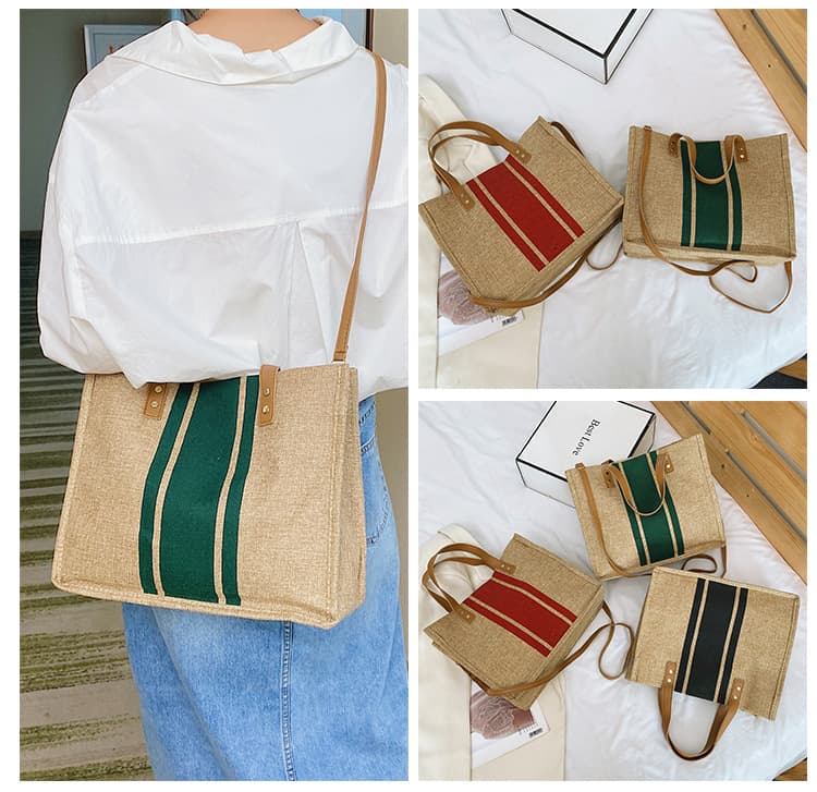 A4トートバック シンプル デイリー 麻キャンバス トート