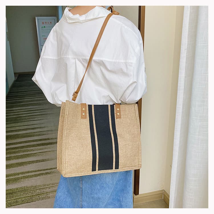 A4トートバック シンプル デイリー 麻キャンバス トート