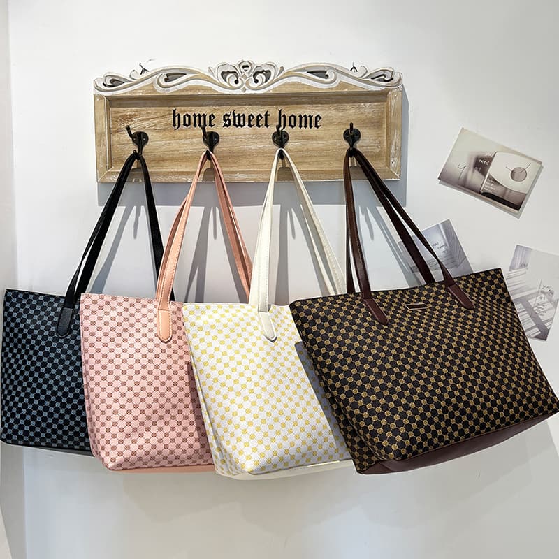 A4トートバッグ 市松模様の上品トートバッグ