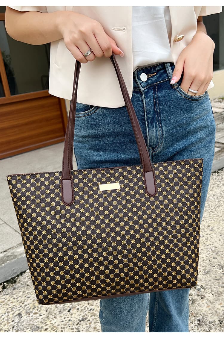 A4トートバッグ 市松模様の上品トートバッグ